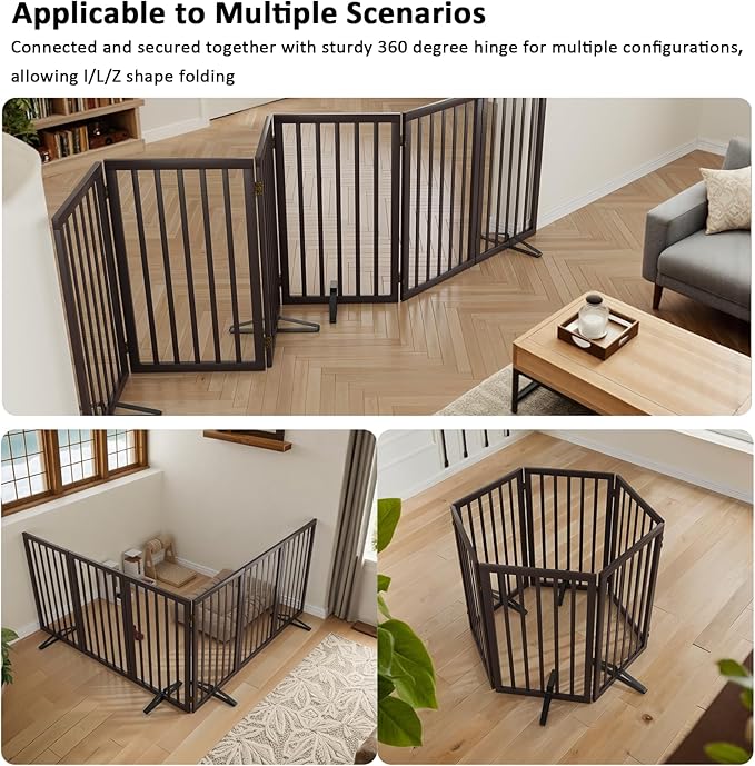 Dog Gate for Doorways 32" Tall Freestanding Dog Gate for Stair Foldable Pet - Image 4