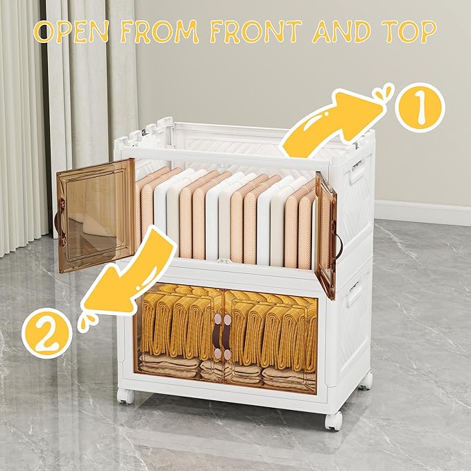 Storage Bins with Lids and Wheels, 199QT-99.5QT*2Tier Collapsible Bathroom - Image 5