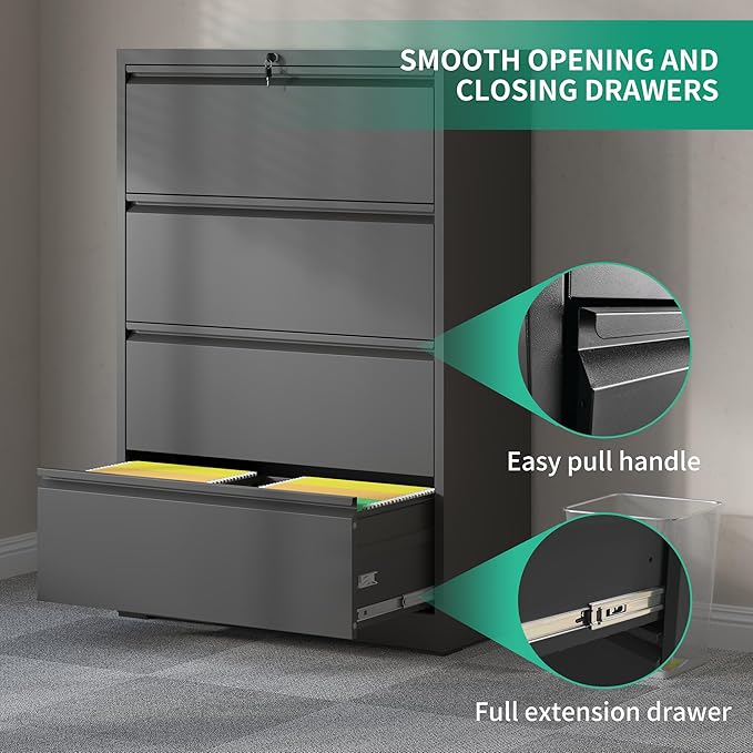 4 Drawer Lateral File Cabinets, Metal Filing Cabinet - Image 6