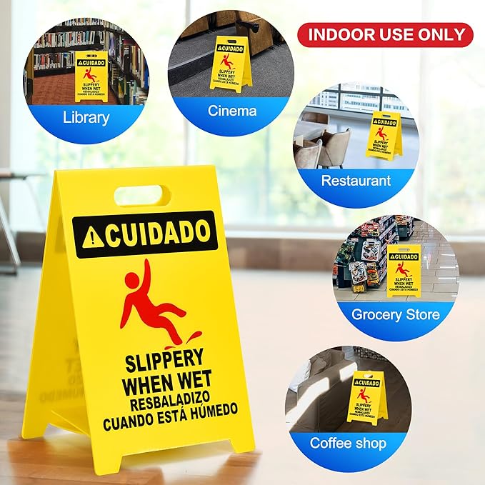 MATTHEW CLEANING 19'' Industrial Wet Floor Sign 3 Pack 2-Sided Durable - Image 6