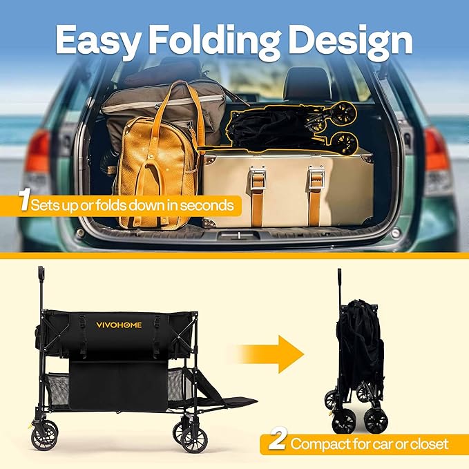 VIVOHOME 400L Large Capacity Double Decker Collapsible Wagon 500lbs Heavy Duty - Image 5