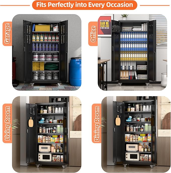 Aobabo 71" H×34" W×18" D Garage Storage Cabinet - Image 4