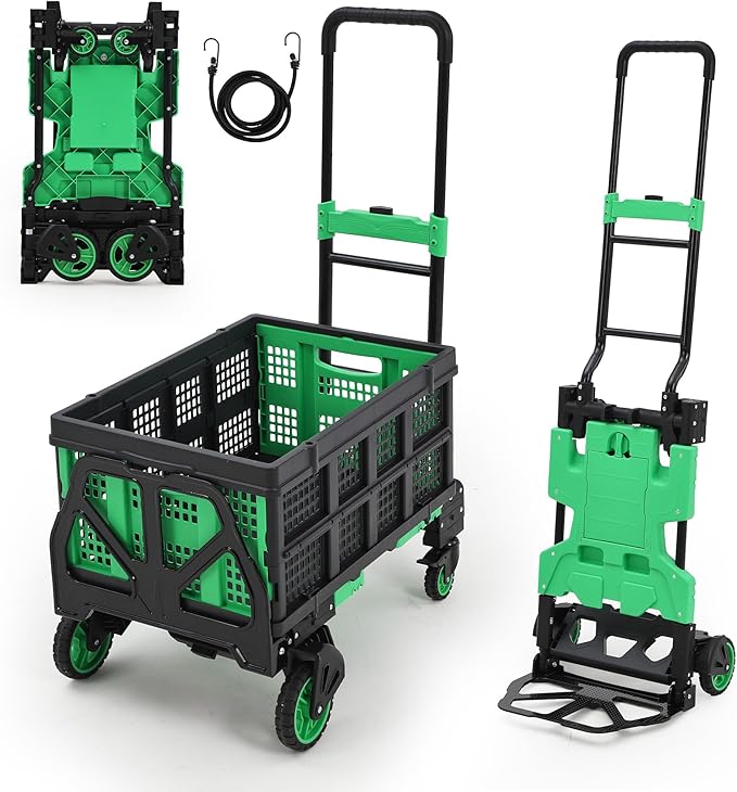 2-in-1 Folding Hand Truck with Folding Basket, Collapsible Hand Truck Dolly by Unknown