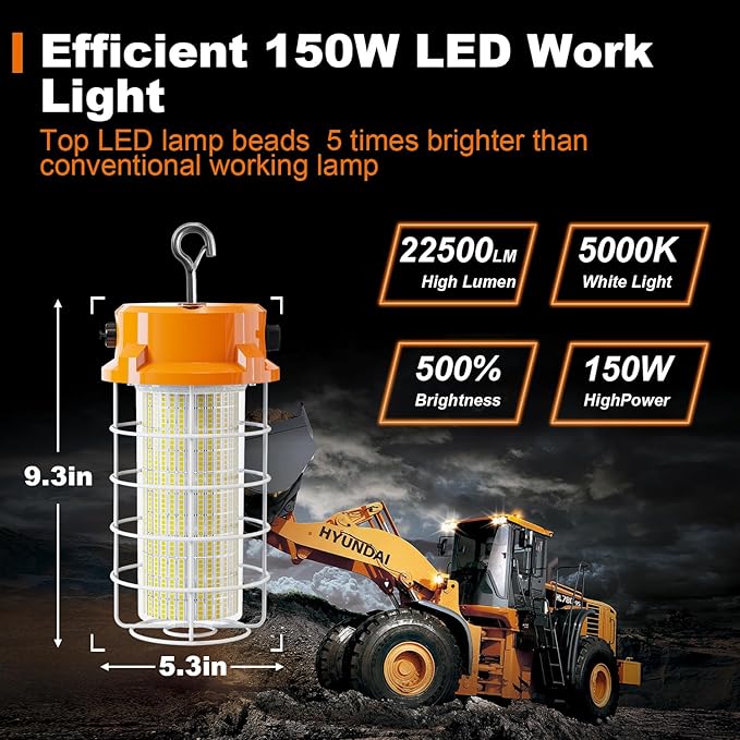 150W LED Temporary Work Light 22500lm 5000K Construction Lighting Temp Light - Image 2