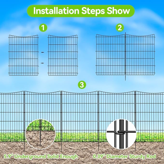 INJOPEXI Decorative Garden Fence 6 Panels 13ft×36in Garden Fences - Image 3