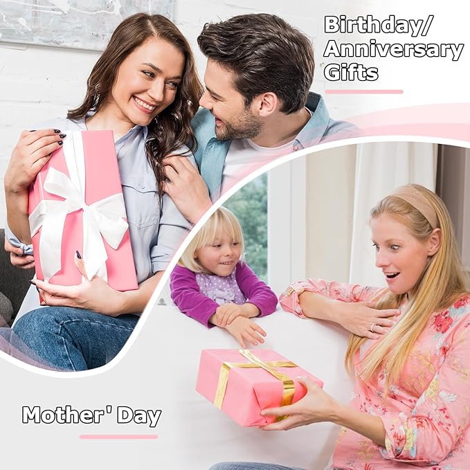 Vanhench 17.5"×963" Pink Wrapping Paper Roll, Bulletin Board Paper, Color Kraft - Image 5