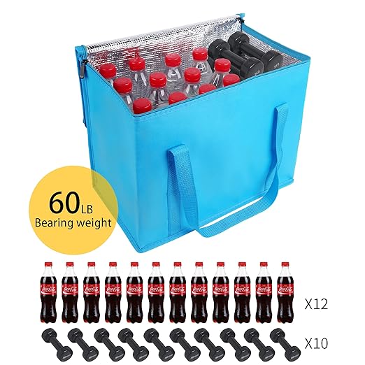 musbus 2-Pack extra Insulated Grocery shopping bag, large Blue, reusable bags - Image 5