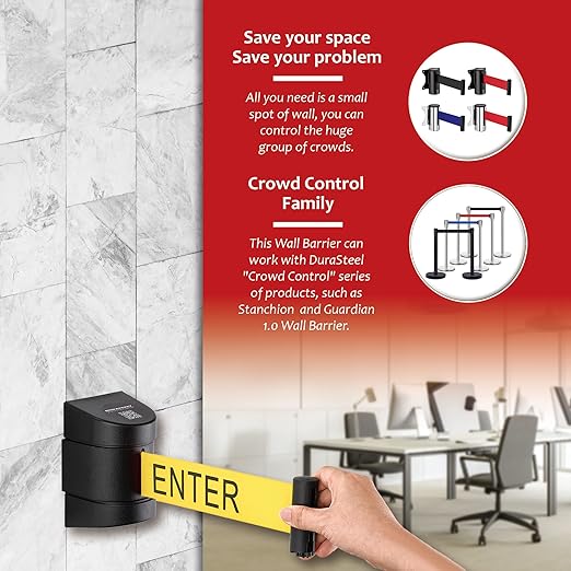 DuraSteel Wall Mount Crowd Control Retractable Belt Barrier - Image 7