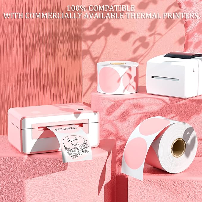MFLABEL 750-Pack Pink Round Labels - Image 3