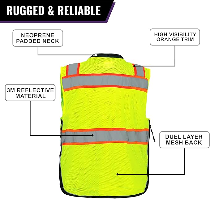 Global Glove GLO-099 Premium High-Visibility Surveyors Safety Vest, Lightweight - Image 4