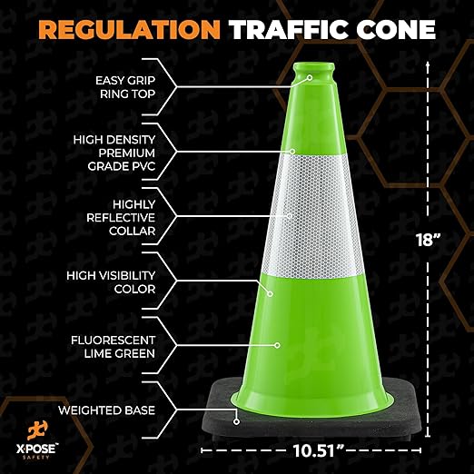 18” Lime Green Traffic Cone - Image 3