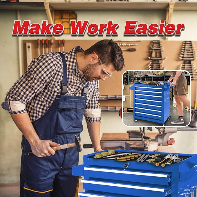 7-Drawer Tool Chest with Wheels & Drawers, Toolbox Organizer Storage - Image 7
