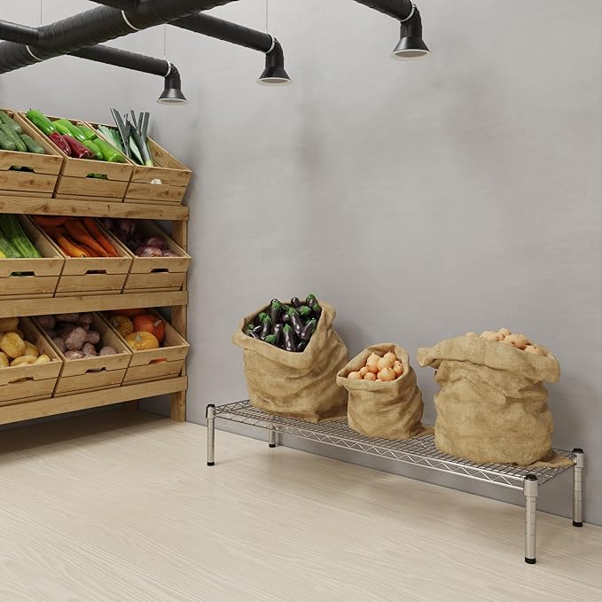 14''W x 48''L x 8''H Chrome Plated Wire Dunnage Rack | Off The Floor Storage - Image 2