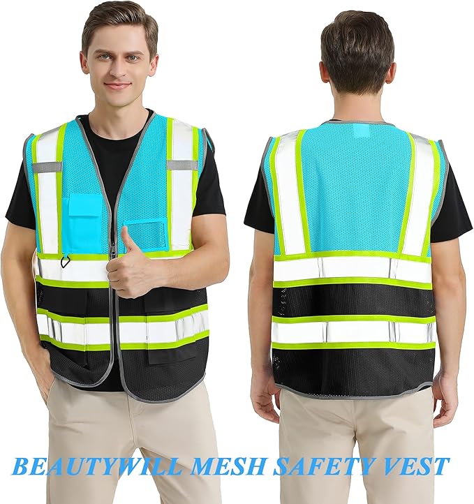 BeautyWill Custom Logo Safety Vest Class 2 High Visibility Reflective Vest - Image 5