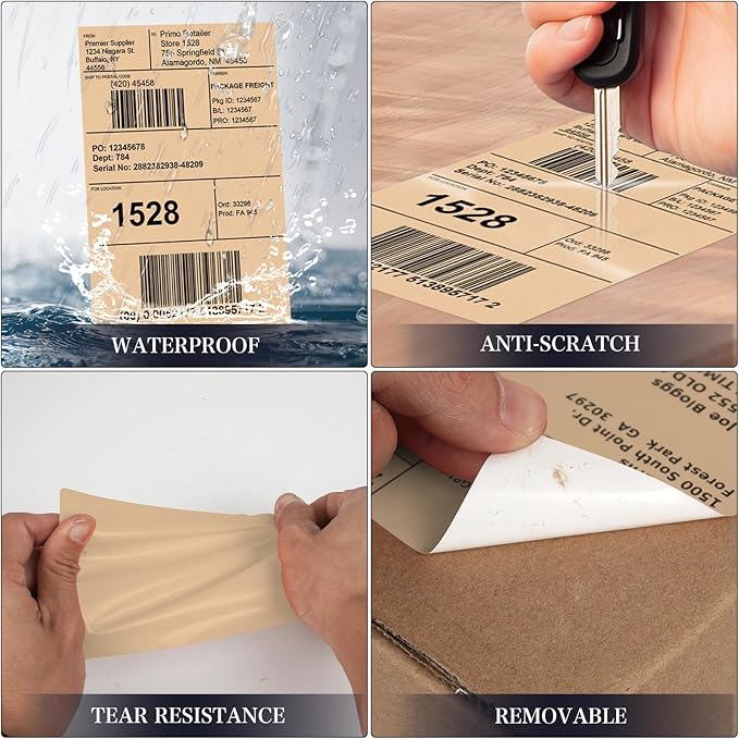 Khaki Direct Thermal Labels 4 × 6 Inch Vinyl Self-Adhesive Fanfold Shipping - Image 6