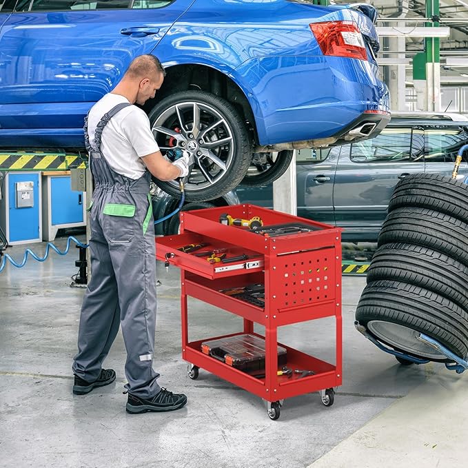 3 Tier Rolling Tool Cart on Wheels, 550 LBS Tool Cart - Image 6