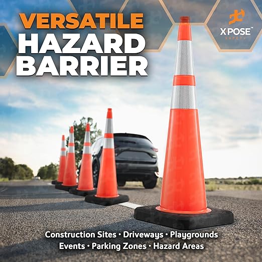 Xpose Safety 36 Inch Orange Slim Line Traffic Cones Heavy Duty 12lb - Image 7