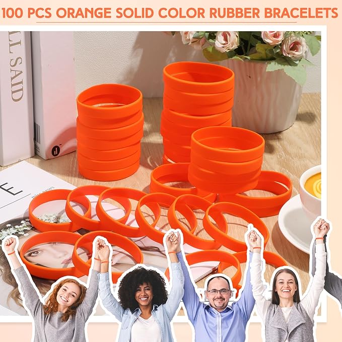 Liliful 100 Pcs Silicone Rubber Wristbands Rubber Wristband Bracelet Bands - Image 6