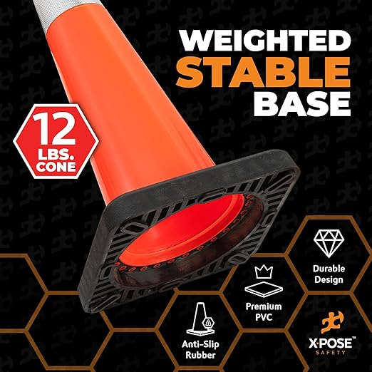 Xpose Safety 36 Inch Orange Slim Line Traffic Cones Heavy Duty 12lb - Image 5