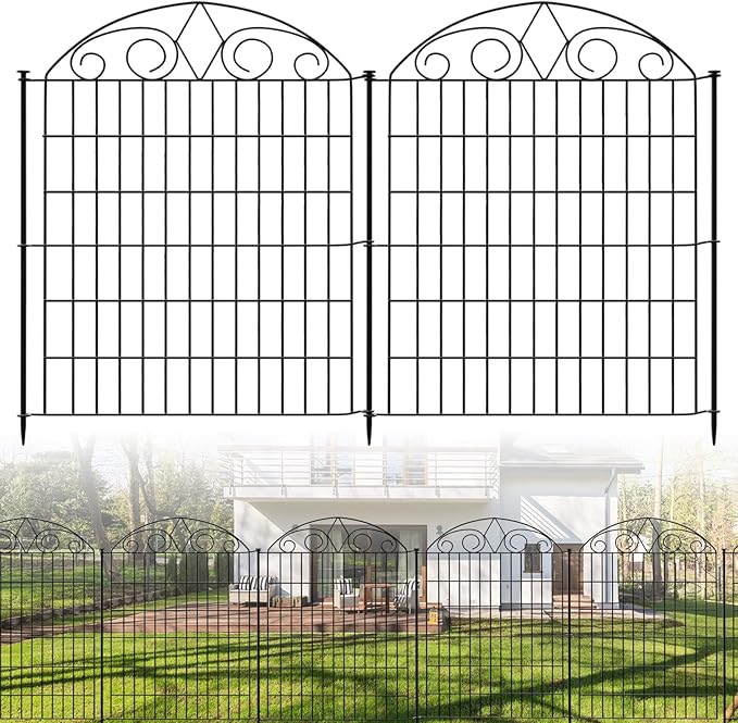 SUNLAX 10 Panels Decorative Garden Fence 24ft x 32in Fencing Tall by SUNLAX