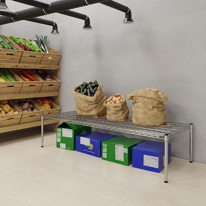 21''W x 60''L x 14''H Chrome Plated Wire Dunnage Rack | Off The Floor Storage - Image 2