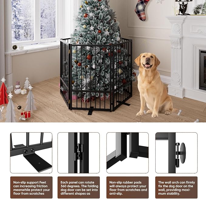 6 Panels Full Metal Freestanding Dog Gates - Image 5