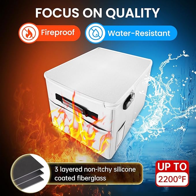 Upgraded 5200°F Fireproof Document File Organizer Box, Fireproof Storage Filing - Image 5