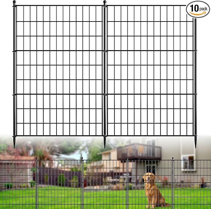 10 Panels Decorative Garden Fence Animal Barrier Heavy Duty No Dig Dog Fence by LUCKPROBIGDEALSLLC