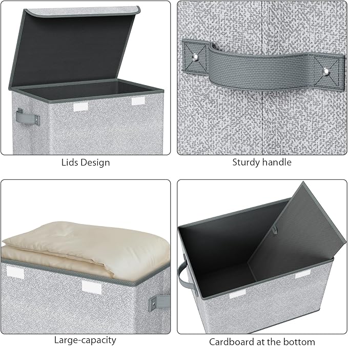 Univivi Storage Bins with Lids Large Collapsible Stackable Fabric Storage Boxes - Image 4
