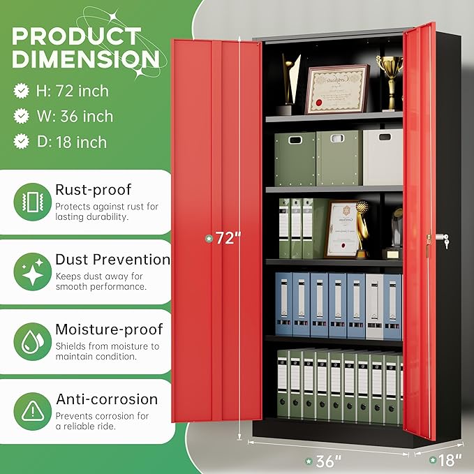 INTERGREAT Metal Storage Cabinet, Locking Tool Cabinets - Image 3