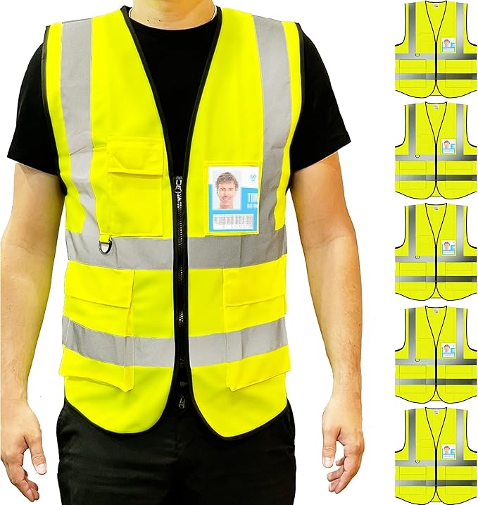PeerBasics Safety Vest 5 Pack, ANSI Class 2, Reflective, by PeerBasics