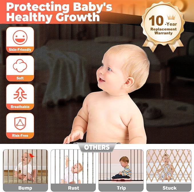 160" Retractable Baby Gates Extra Wide Dog Gate, Long Child Safety Gate - Image 4