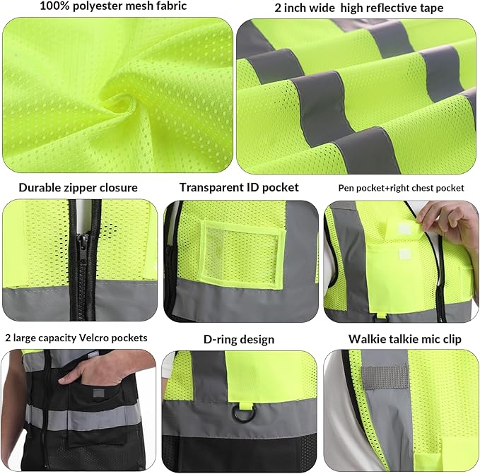 BeautyWill Custom Safety Vest Logo Class 2 High Visibility Reflevtive Vest - Image 4
