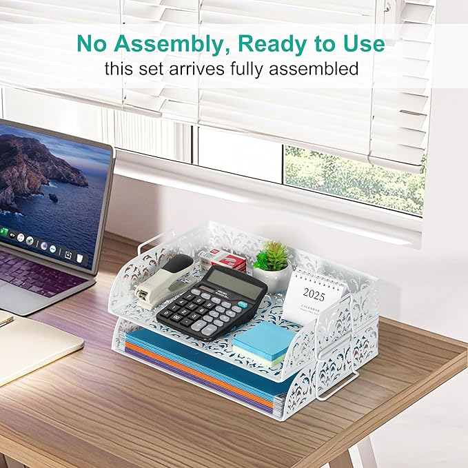 EasyPAG Paper Organizer for Desk 2 Tier Stackable Paper Tray for A4 Legal Size - Image 2