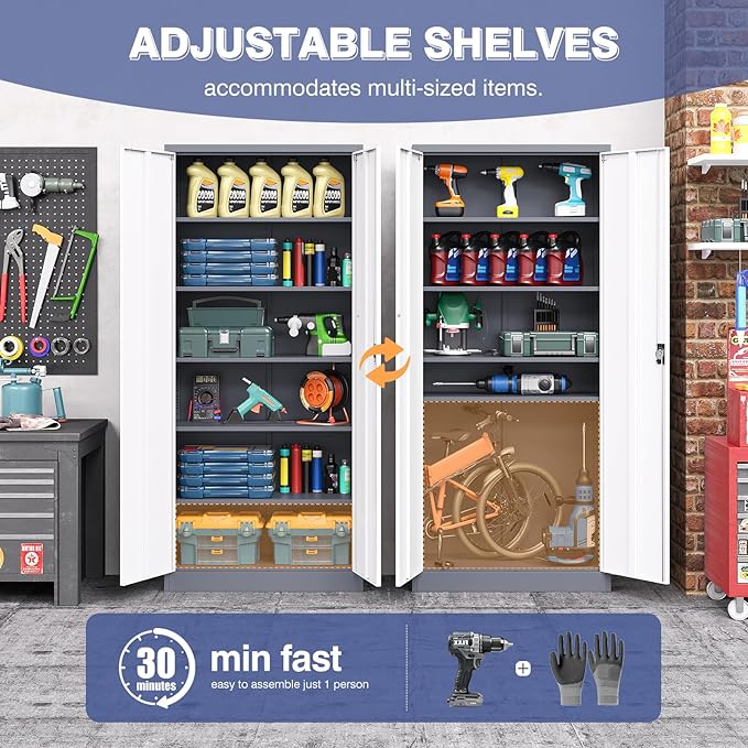 Metal Tool Storage Cabinet, Lockable File Cabinet - Image 4