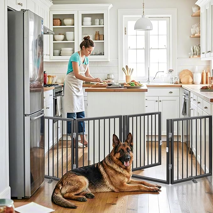 Vantas Folding No-Assembly Metal Pet Gate 80" Wide, Freestanding Accordion - Image 5