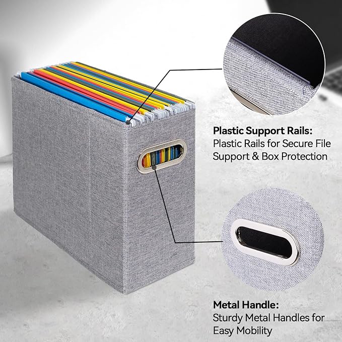 6 Packs Letter Size File Organizer, File Folders Organizer, Fabric Storage Box - Image 4