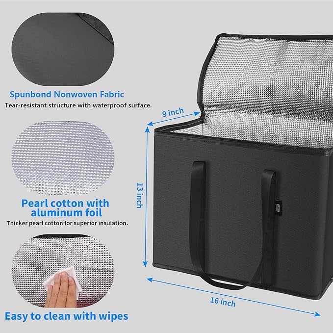 2-Pack Cold Storage Food Bag, Insulated Grocery Bags - Image 2