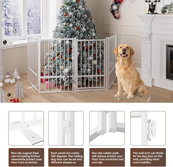 4 Panels Full Metal Freestanding Dog Gates - Image 5