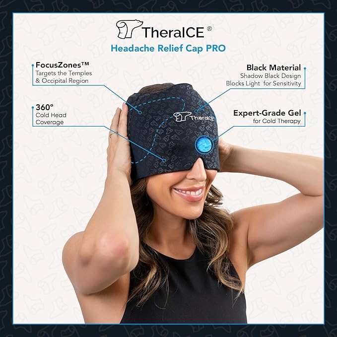 TheraICE Migraine Relief Cap PRO, Headache Relief Cap, Ice Face Mask, Cold - Image 2
