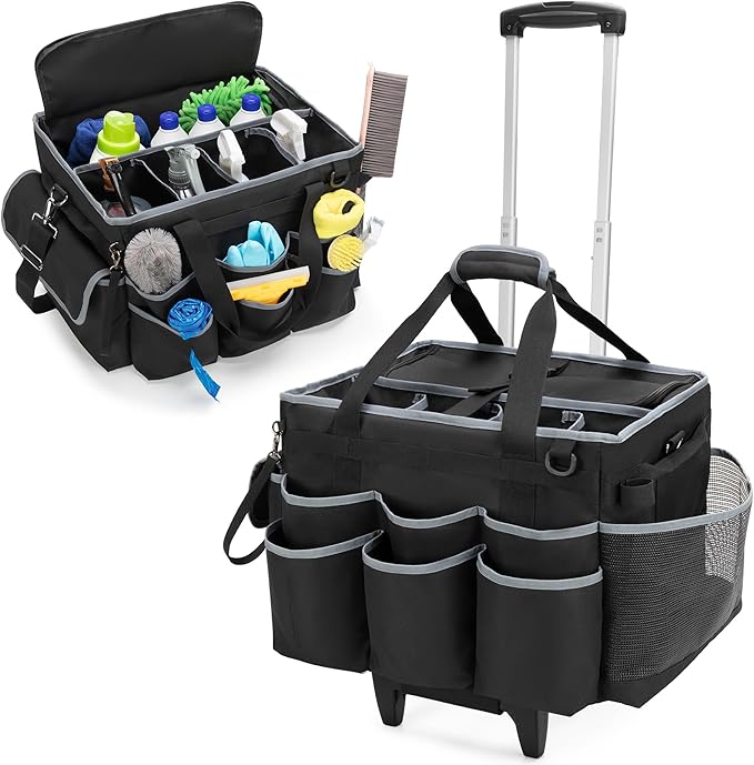 Large Cleaning Caddy with Detachable Trolley & Shoulder Strap, Cleaning by HODRANT