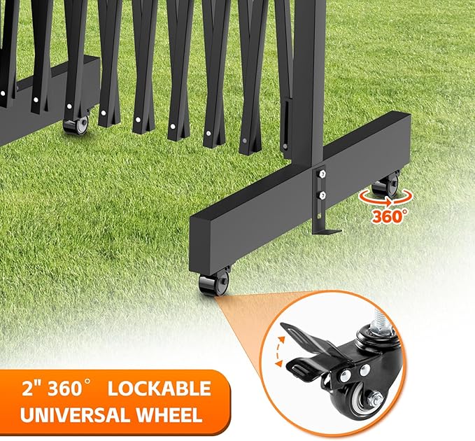 12.2FT Black Industrial Metal Expandable Barricade，Retractable Traffic Fence - Image 3