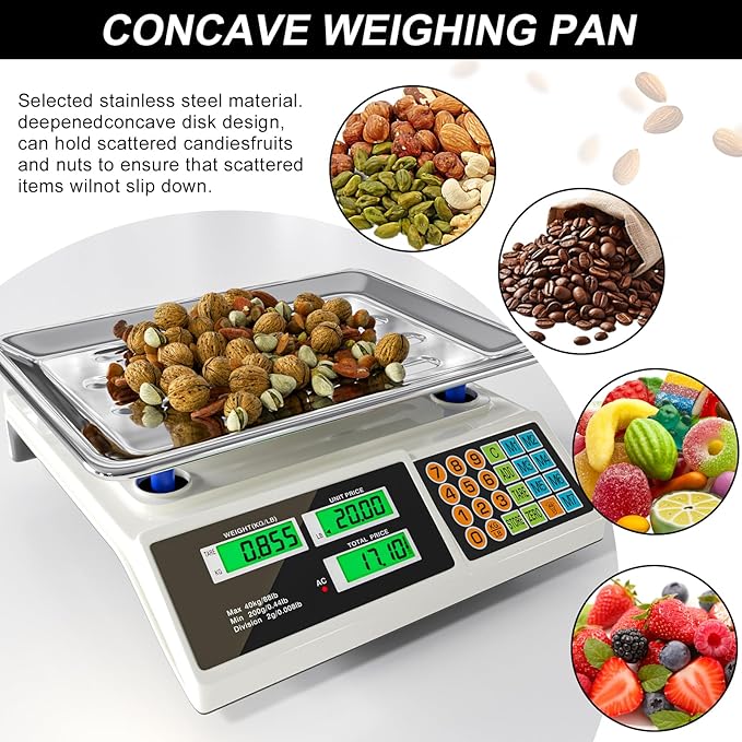 Price Computing Scale 88lb/40kg LCD Digital Commercial Price Scale - Image 9