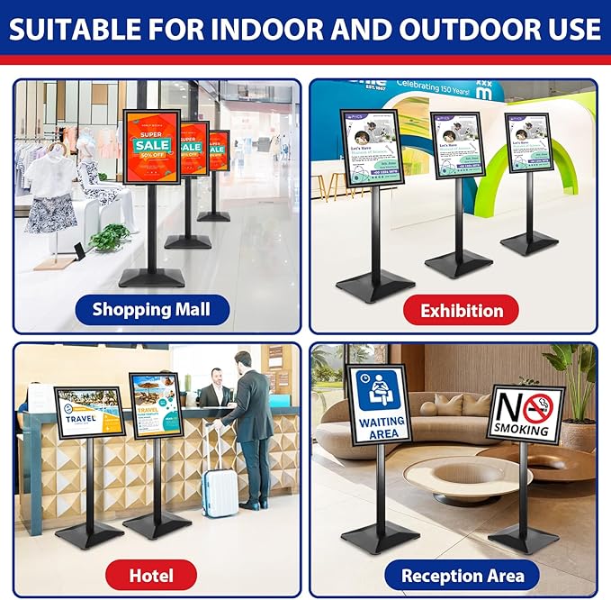 Pedestal Sign holder Stand 11x17inch Adjustable Standing Floor Sign Stand - Image 9