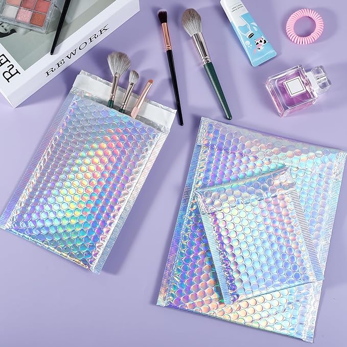 50 Pcs Metallic Bubble Mailers, 3 Sizes Holographic Bubble Mailers, Poly Padded - Image 5