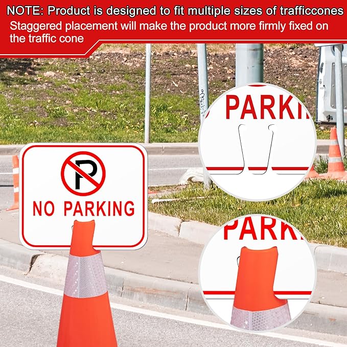 Geetery 12 Pcs No Parking Signs Traffic Cone, 12.6 x 10.43 Inches Plastic - Image 5