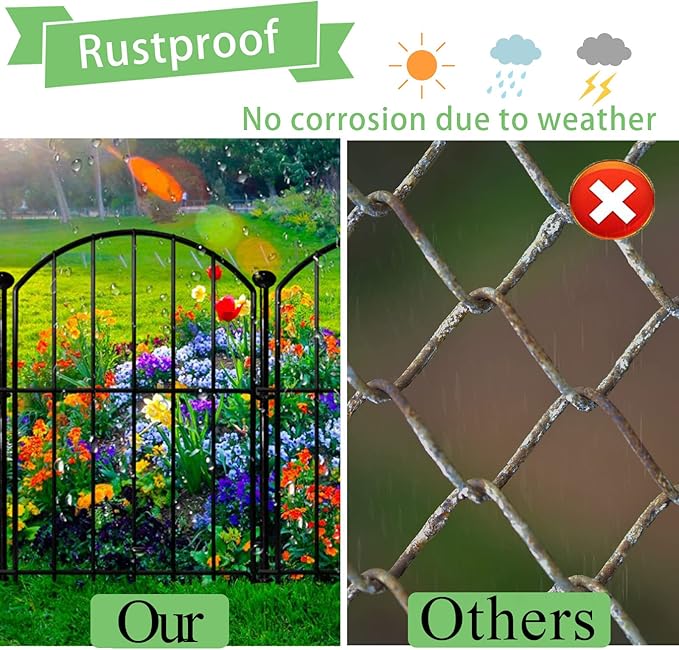 Decorative Garden Fence 17in x10ft, 10 Pack Rustproof Metal No Dig Fence Animal - Image 5
