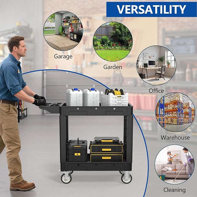 550LBS Utility Cart, 2-Tier 40x17 Inch Utility Cart - Image 8