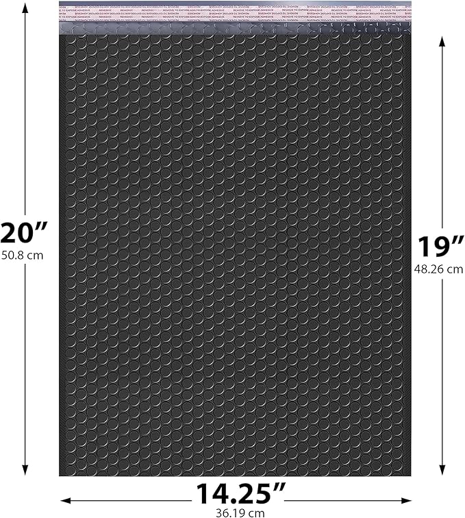 Black Extra Large Poly Bubble Mailers 14.25x20 inch #7 | Self Seal Large Padded - Image 2