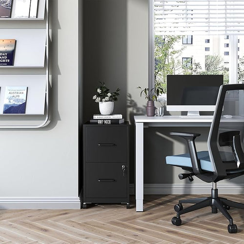2 Drawer Mobile File Cabinet, Metal Under Desk Filing Cabinet - Image 2